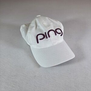 PING Golf Hat Adjustable Performance Baseball Cap One Ten Flex Tech White